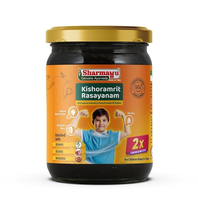 Sharmayu Kishoramrit Rasayanam – Ayurvedic Growth Tonic for Kids (5+ Years) , Munakka & Kesar – 500gm