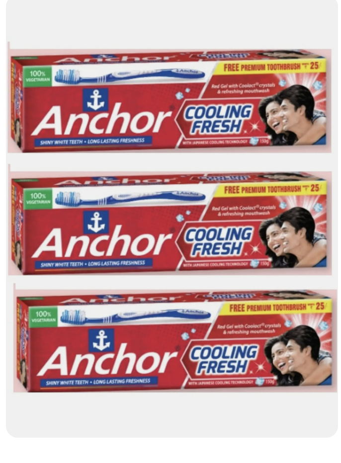 ANCHOR Cooling Fresh Red Gel Paste (150g X 3) Toothpaste