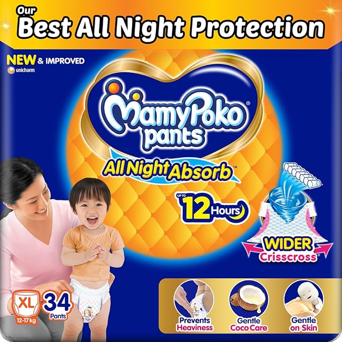 MamyPoko Pants All-Night-Absorb Baby Diaper - 34 pcs