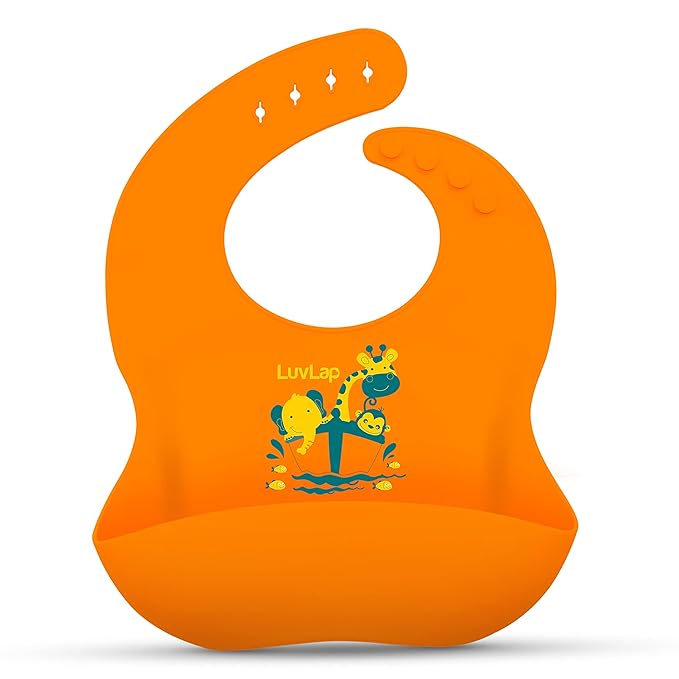 LuvLap Silicone Baby Bib Washable & Reusable (Orange) - 1 pc