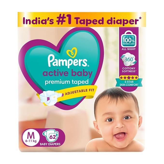 Pampers Active Baby Diaper - 62 pcs