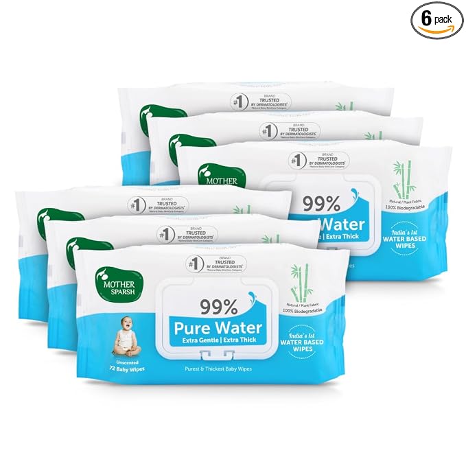 Mother Sparsh 99% Unscented Pure Water Baby Wipes - 2 x 72 wipes
