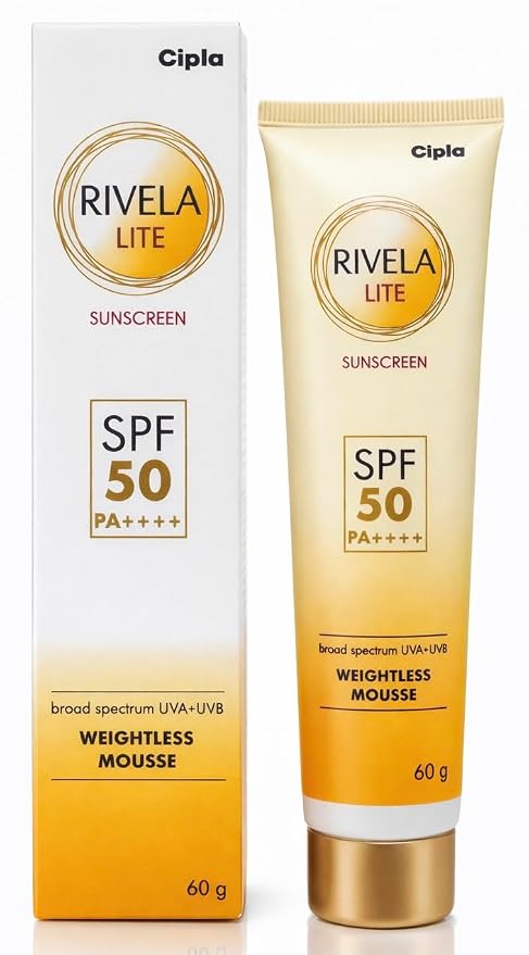 Rivela Lite | Spf 50 | Sunscreen Cream |Broad Spectrum UVA/UVB Protection | 60 Gm