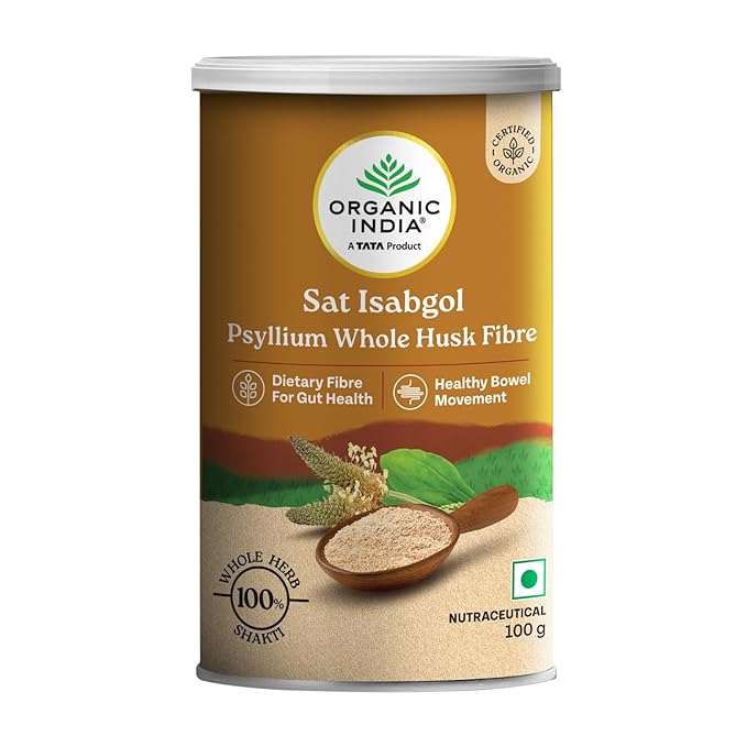 Organic India Sat Isabgol Psyllium Whole Husk Powder 100g