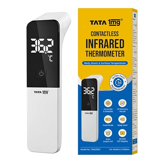 Tata 1mg Forehead, Ear & Object Temperature | 1-Second Fast Reading | Fever Alarm