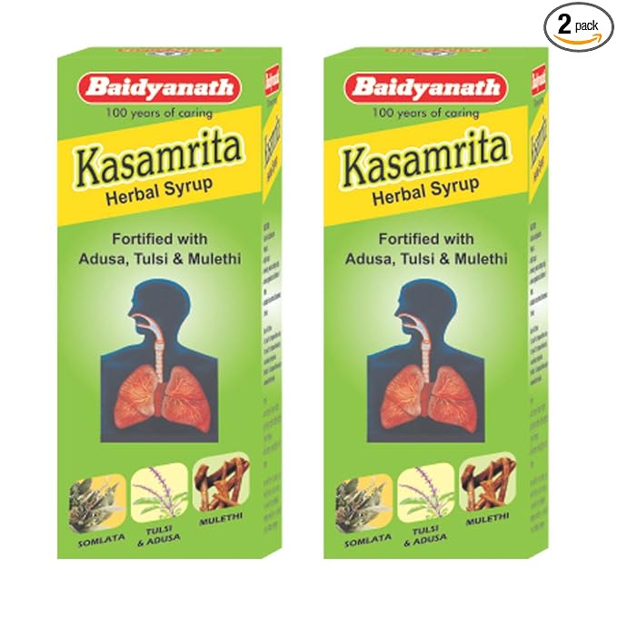 Baidyanath Asli Ayurved Kasamrit Herbal I Ayurvedic Tonic for Cough and Cold I 100Ml (Pack of 2)