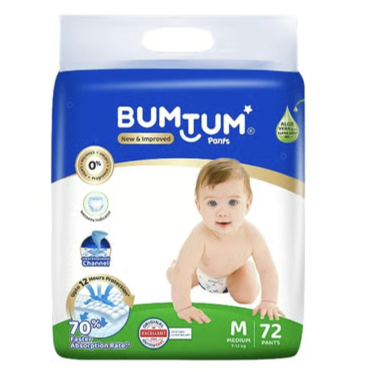 Bumtum Regular Baby Diaper Medium Size 72pc