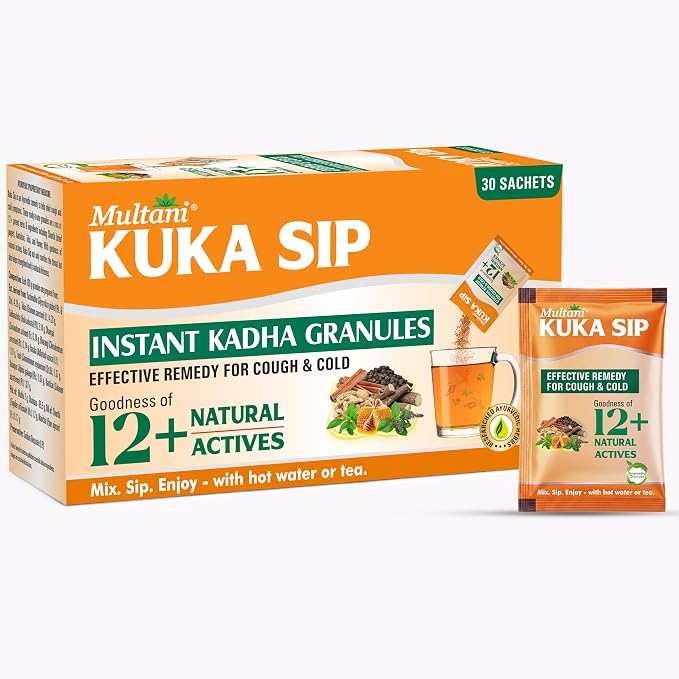 Multani Kuka Sip | Ayurvedic Kadha Provides Instant Relief from Cough and Cold (4gm*Pack of 30 Sachets)