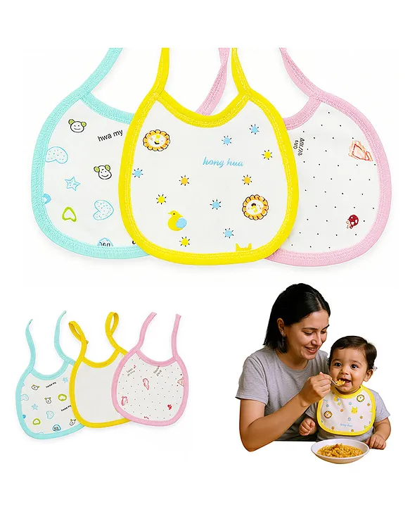 Kidology Waterproof Baby Bib (Multicolour) - 3 pcs