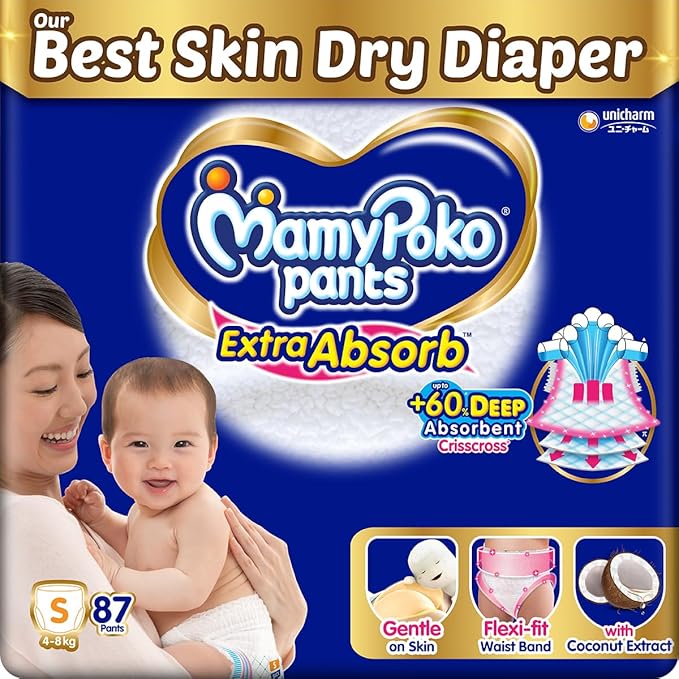 MamyPoko Pants Small Size All Night Absorb Baby Diaper (Premium Quality) 87pc