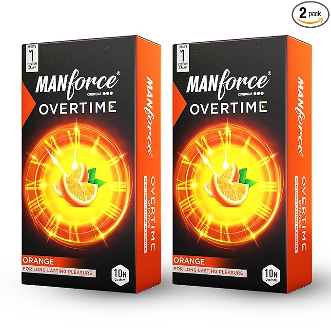 Manforce Overtime Orange Flavoured Condoms for Men | 20 pcs