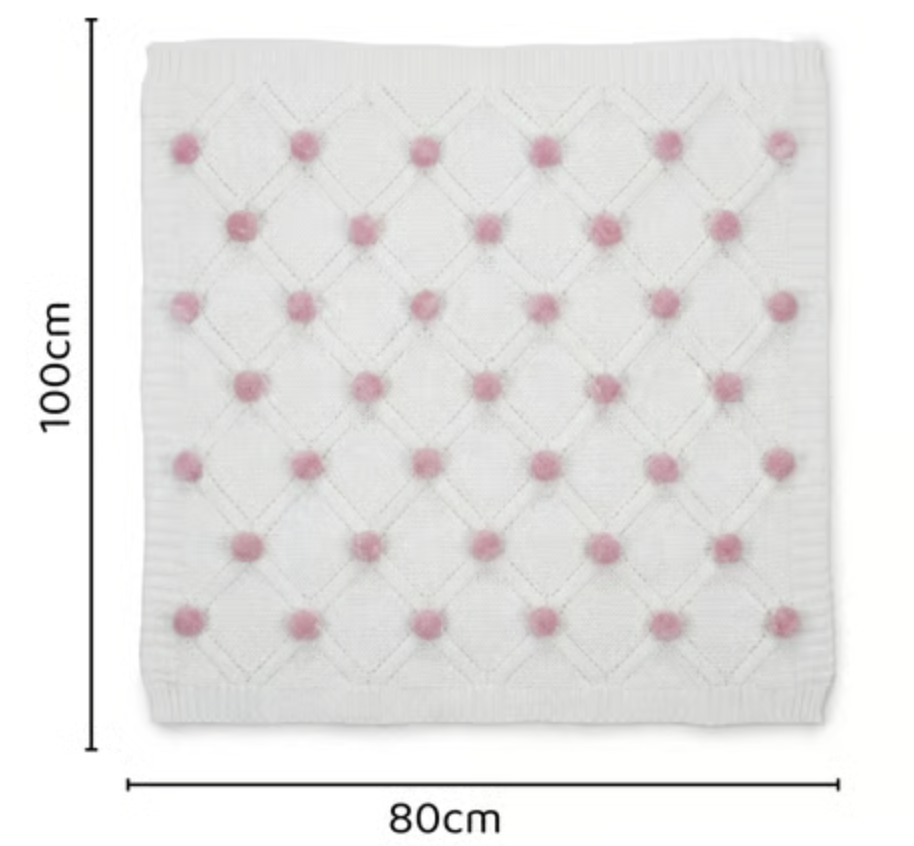 Haus & Kinder Cotton Soft Baby Blanket (White, Pink) - 1 pc