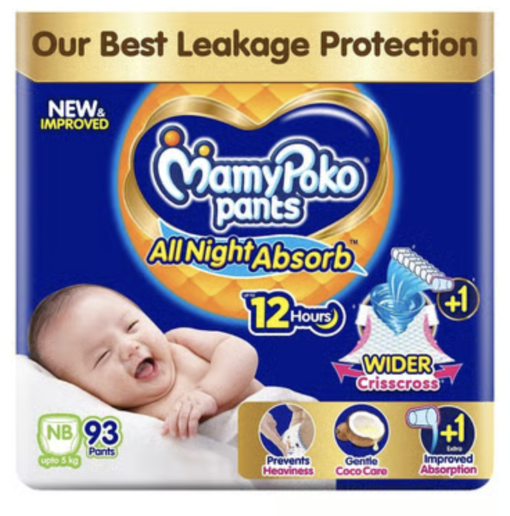 MamyPoko Pants All-Night-Absorb Baby Diaper New Baby 93pc