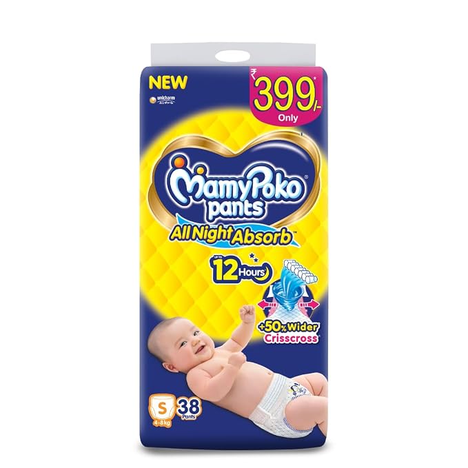 MamyPoko Pants All Night Absorb Baby Diapers, Small (S), 38 pc