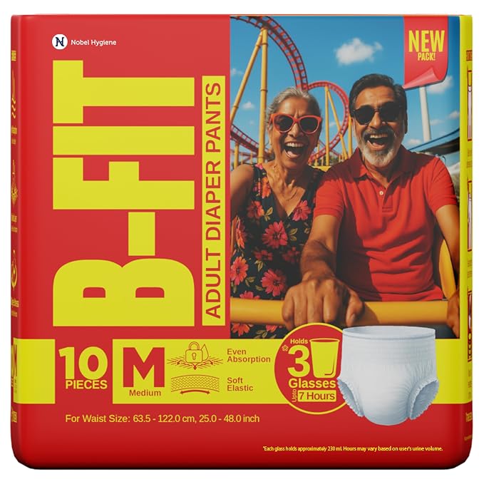 B-Fit Regular Adult Diaper M Size Pants | 10 Count (Medium)