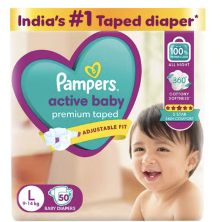 Pampers Active Baby Baby Diaper Large 50pc
