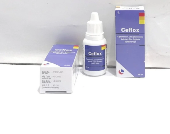 Ceflox Ciprofloxacin Chlorpheniramine Maleate and Zinc Sulphate Eye Ear Drops