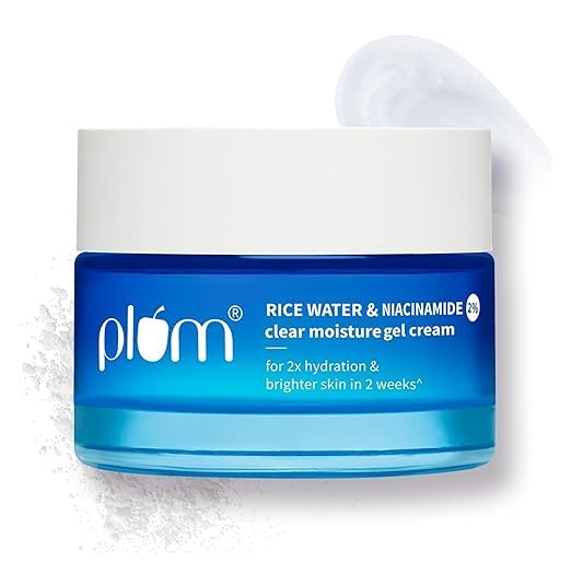 Plum 2% Niacinamide & Rice Water Superlight Gel Cream Moisturizer for Face All Skin Types | Women & Men | 100% Vegan | 50 g