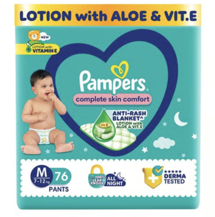 Pampers Complete Skin Comfort Baby Diaper Medium Size 76pc