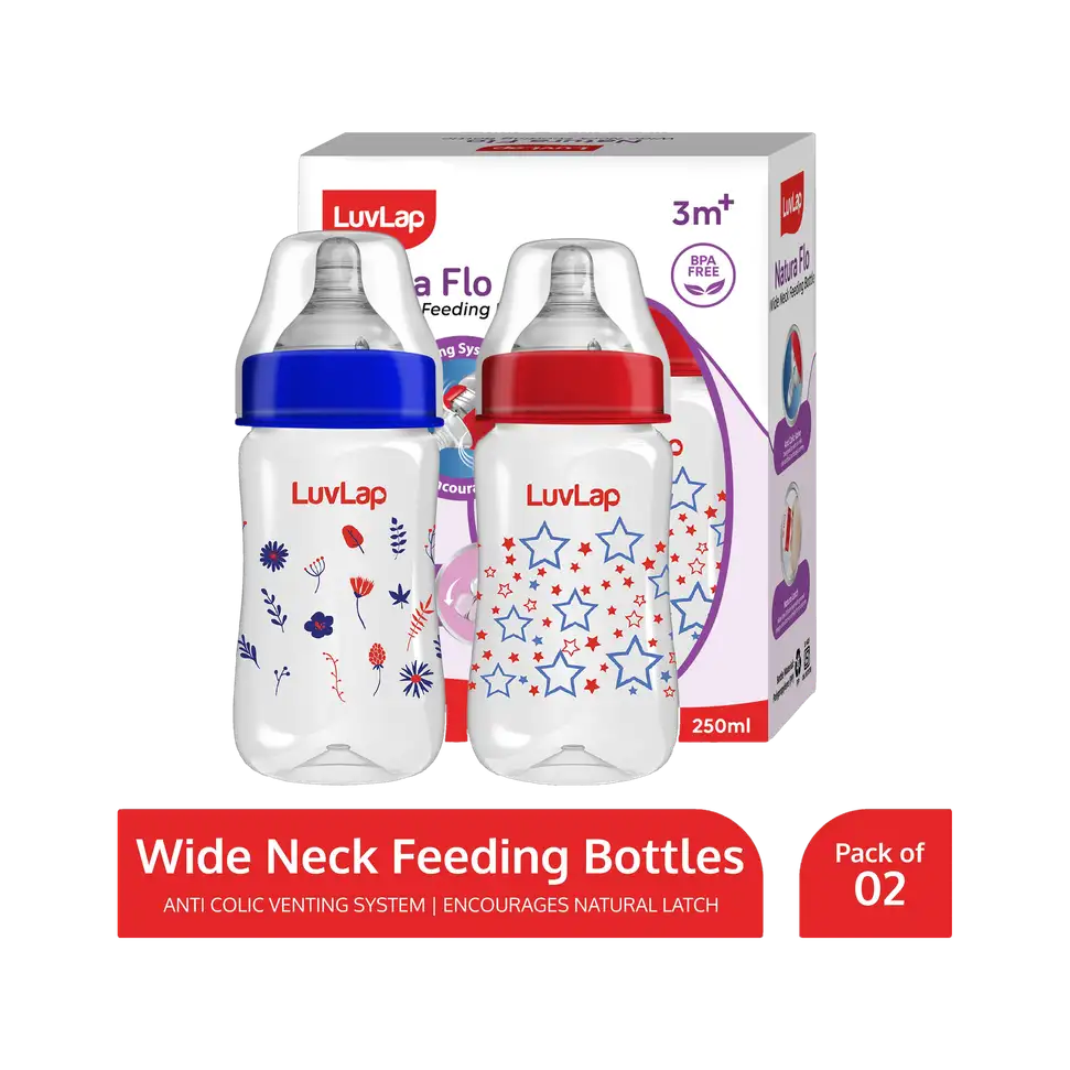 LuvLap Wide Neck Natura Flo Baby Feeding Bottle - 2 pcs